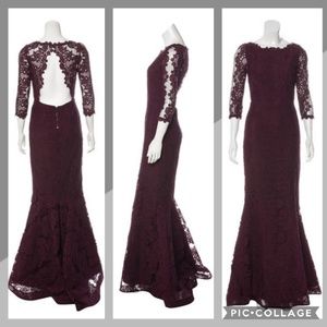Alice & Olivia Jae plum lace evening gown